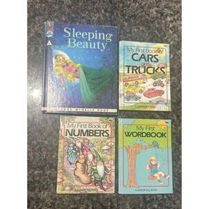 Vintage Rand McNally Elf Books Lot 4 Sleeping Beauty Car Trucks Numbers Wordbook